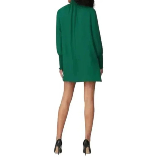 Amanda Uprichard Green Naoemi Dress Turtleneck Mini Long Sleeve Smocked Sz S - Picture 2 of 13